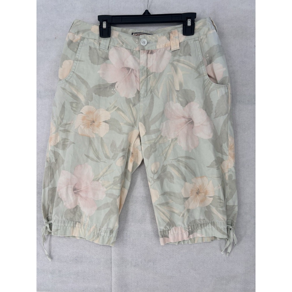 Caribbean Joe Women's Sz 8 (28x11) Floral Bermuda Shorts Tie Side Ruching